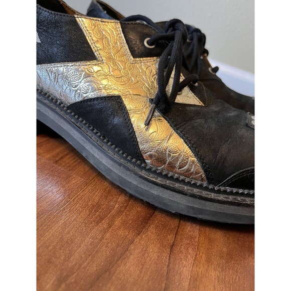 JOHN FLUEVOG ANGELS: HENK SHOES Men\'s 9.5 Leather Black & Gold main image 13